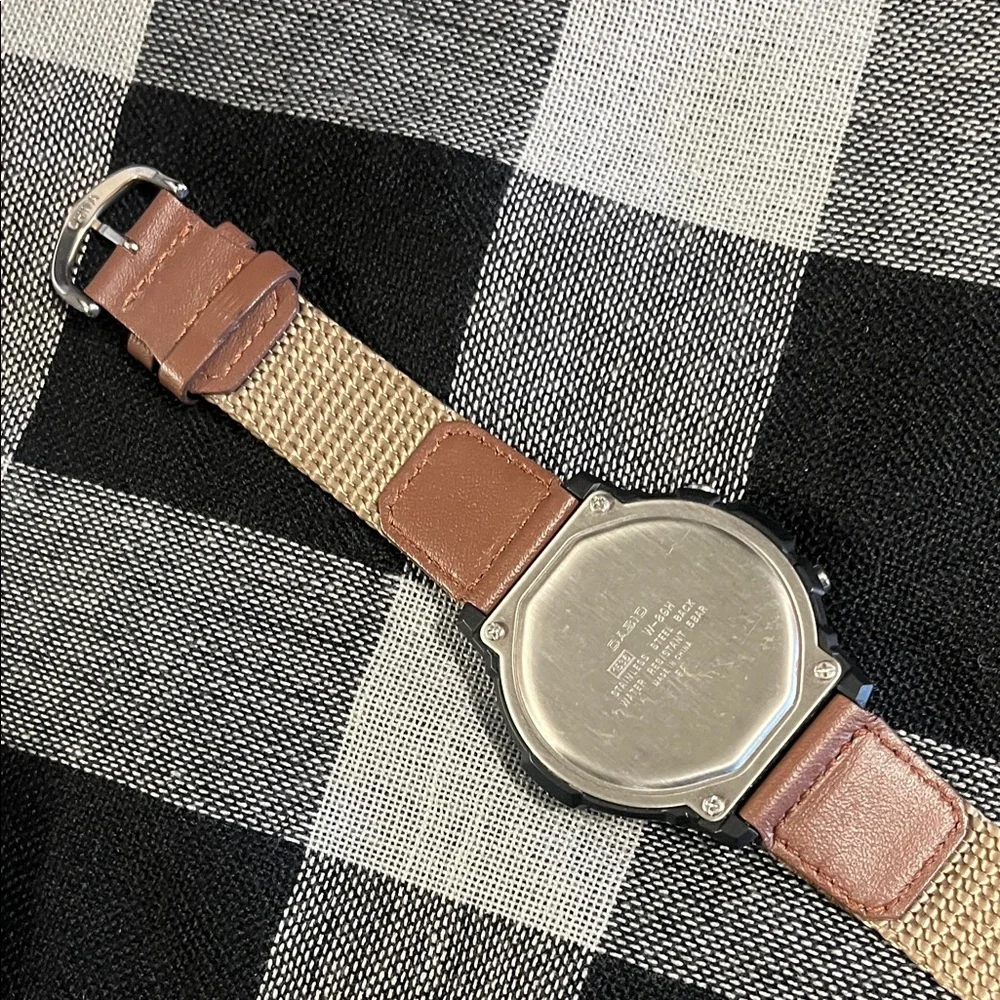 Men’s Casio Digital Illuminator Chronograph Watch with Brown and Tan Strap - Picture 5 of 6